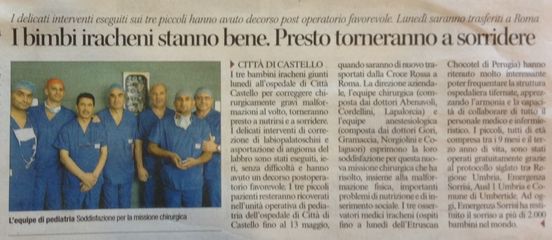 collaborazione e formazione di  medici irakeni